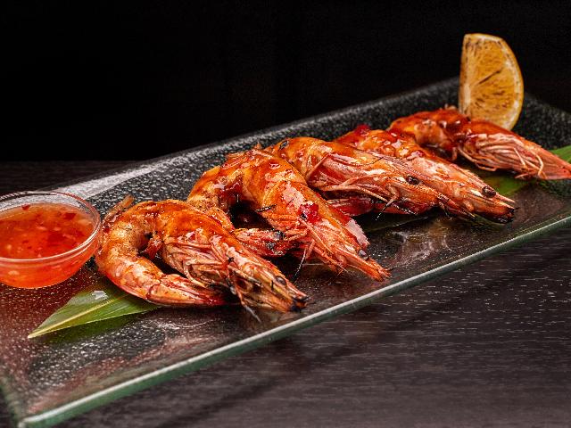 Grilled tiger prawns with Sweet chilli sauce
