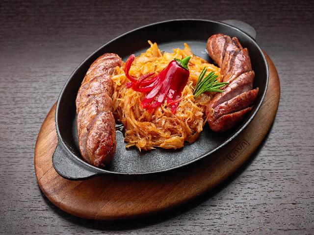 Sausages with cabbage in Bavarian style