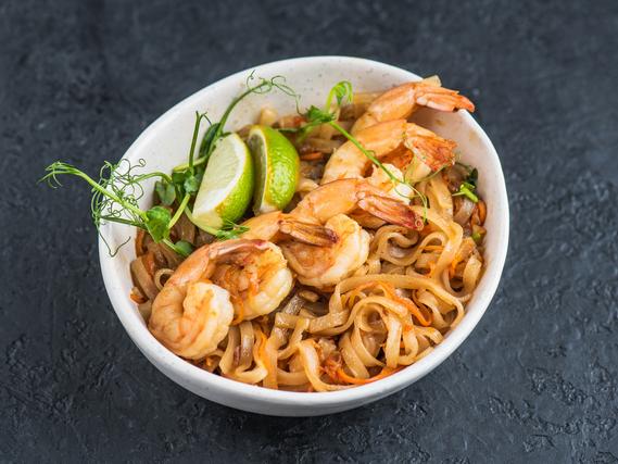 Лапша рисовая wok с креветками