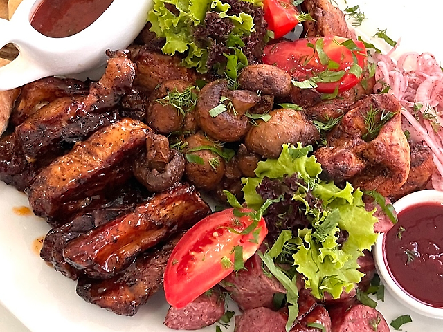 Meat set on the grill