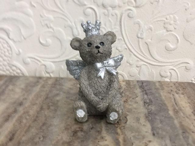 Статуэтка мишка с короной серый 7х7х10см (44188)