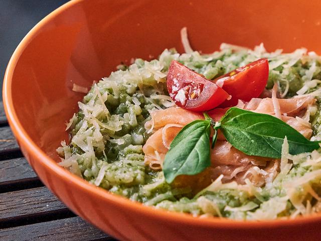 Risotto с малосольной сёмгой