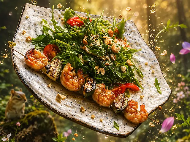 Салат з руколою, креветкою та авокадо GRILL