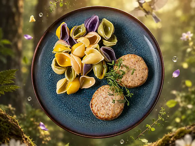 Макарошки з курячими котлетками