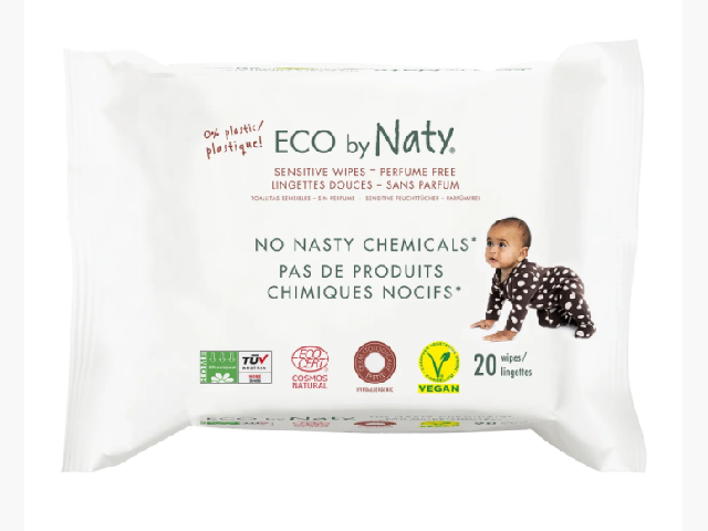 Органические салфетки Eco by Naty без запаха для путешествий, 20 шт.
