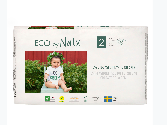 Органические подгузники Eco by Naty Размер 2 (от 3 до 6 кг) 33 шт