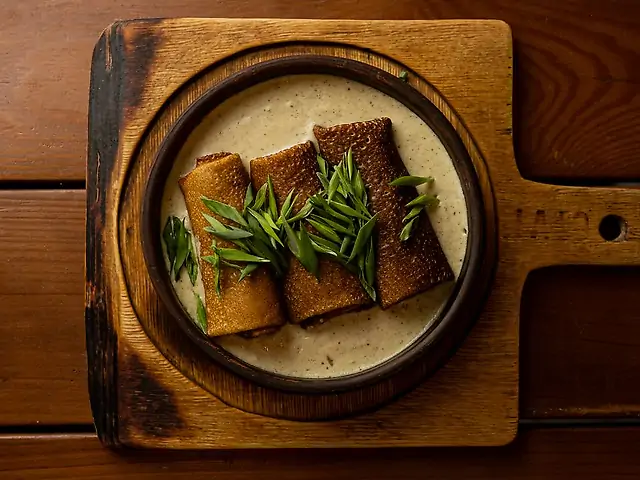 Млинці з соусом чкмерулі