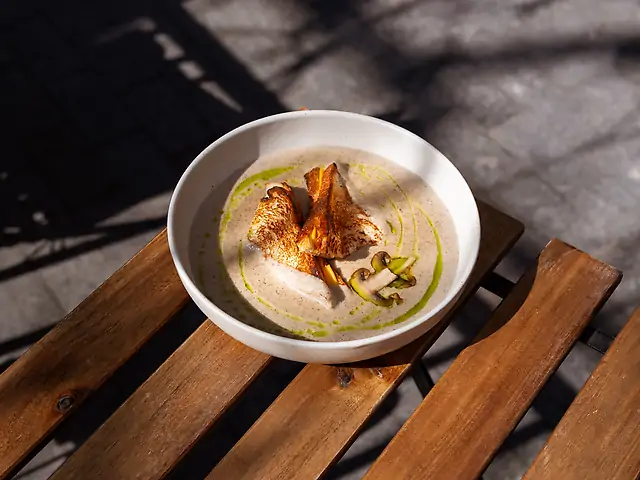 Грибний крем суп з сирним мелтом