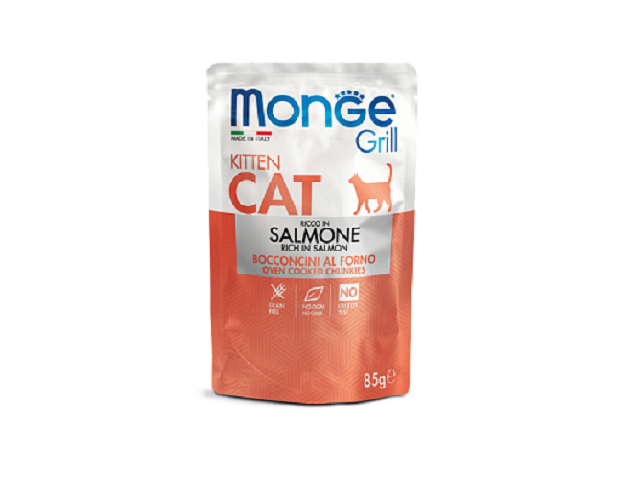 MONGE CAT WET Grill Kitten Salmon пауч, лосось, шматочки в желе для кошенят 85гр