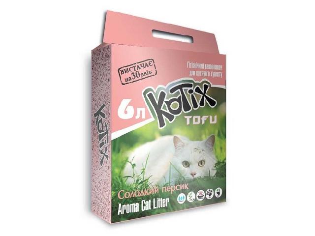 Наповнювач НЕ СИЛІКАГЕЛЕВИЙ KOTIX TOFU SWEET PEACH (TOFU cat litter) 6L (2,5кг)
