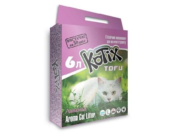 Наповнювач НЕ СИЛІКАГЕЛЕВИЙ KOTIX TOFU LAVANDER (TOFU cat litter) 6L (2,5кг)
