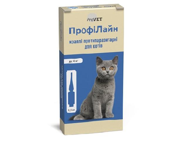 Краплі Профілайн від бліх і кліщів для кішок до 4кг / Spot-On Flea & Tick treatment for cats up to 4kg
