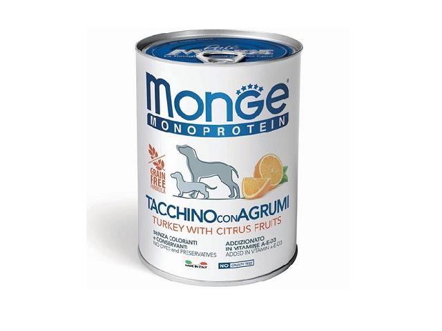 MONGE DOG WET Monoprotein Fruit Turkey&Citrus індичка з цитрусами, паштет 400гр