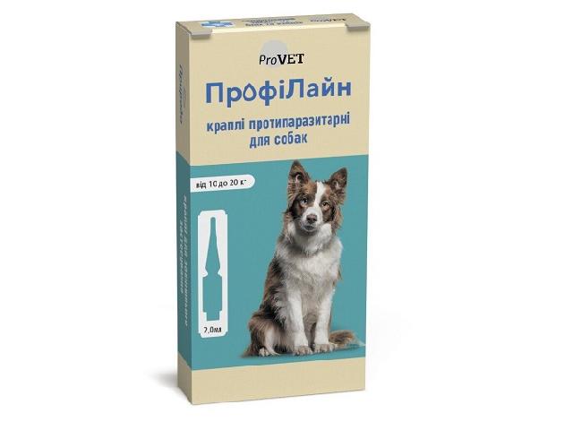 Краплі Профілайн від бліх і кліщів для собак 10-20кг / Spot-On Flea & Tick treatment for dogs 10-20kg
