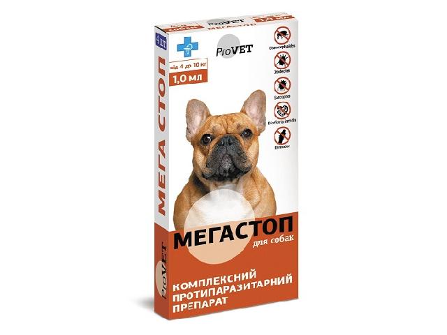 Краплі Мега Стоп від бліх, кліщів і гельмінтів для собак 4-10кг / Spot-On Flea & Tick and Wormer for dogs 4-10kg