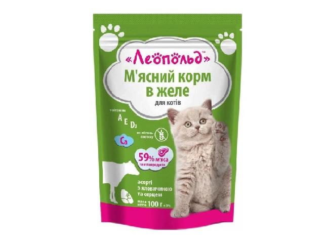 Леопольд Пауч для котів соус, телятина та овочі 100гр