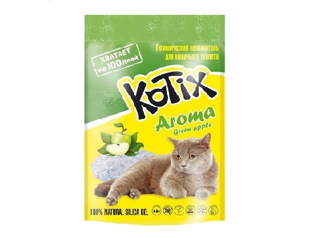 KOTIX силікагелевий наповнювач з ароматом зеленого яблука (silicagel cat litter with apple scent)