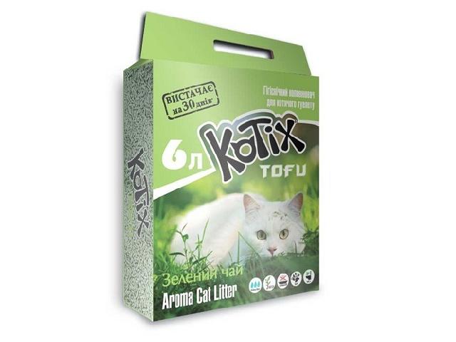 Наповнювач НЕ СИЛІКАГЕЛЕВИЙ KOTIX TOFU green tea (TOFU cat litter) 6L (2,5кг)