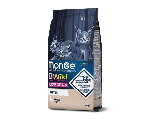 Monge Cat BWild Low Grain Kitten Goose м'ясо гусака, низькозерновий, для кошенят 1,5кг