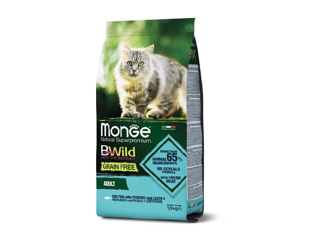 Monge Cat BWild Grain Free Cod Fish тріска, беззерновий 1,5кг