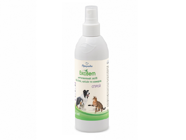 Спрей ЕкоВет біологічний від бліх і кліщів для котів і собак / Natural Flea & Tick spray for cats and dogs 250ml