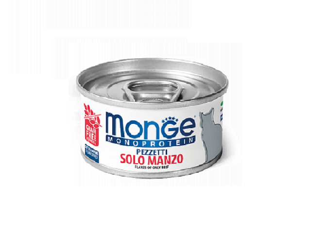 MONGE CAT WET Monoprotein Beef м'ясні пластівці, яловичина 80гр