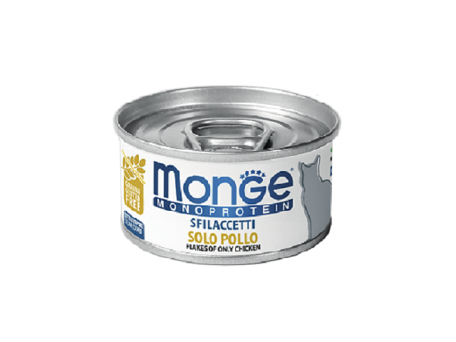 MONGE CAT WET Monoprotein Chicken м'ясні пластівці, курка 80гр