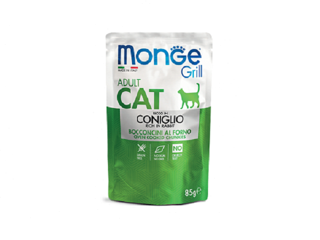 MONGE CAT WET Grill Adult Rabbit пауч, кролик, шматочки в желе 85гр