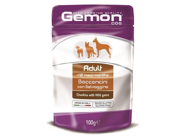 GEMON DOG WET Adult Wild Game пауч, дичина, шматочки в соусі 100гр