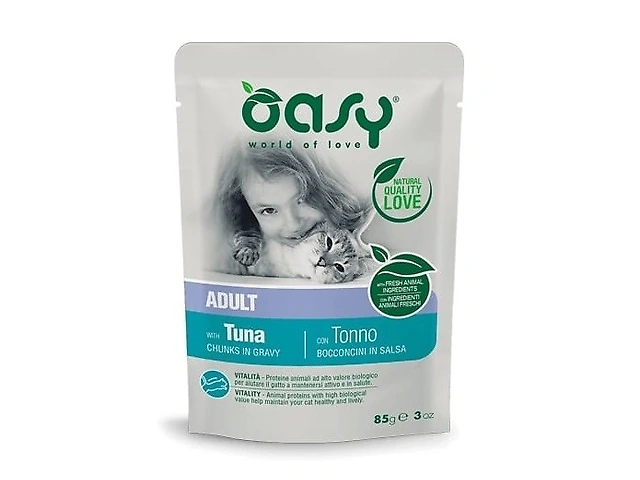 OASY CAT WET Adult тунець 85гр, пауч для котів шматочки в соусі