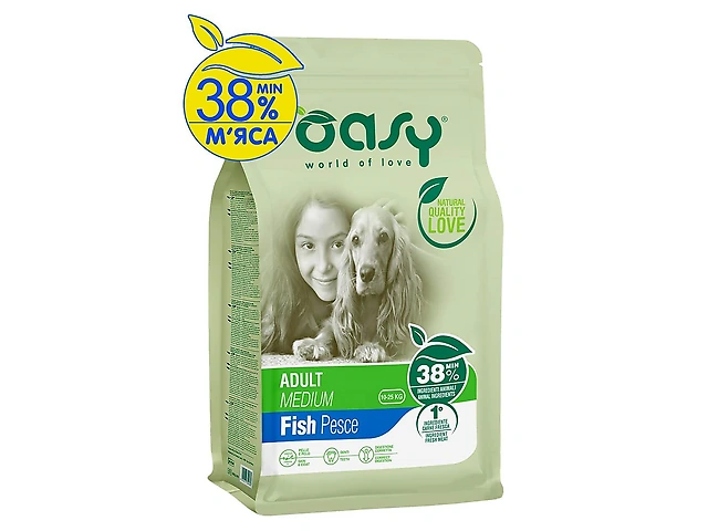 OASY DOG LIFESTAGE Adult Medium з рибою, для собак середніх порід