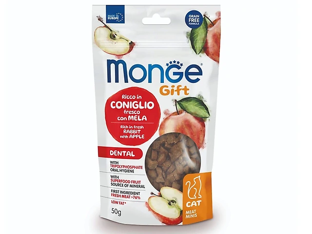 MONGEGIFTC  MEATMIN DENTAL кролик та яблоко ласощi для котів