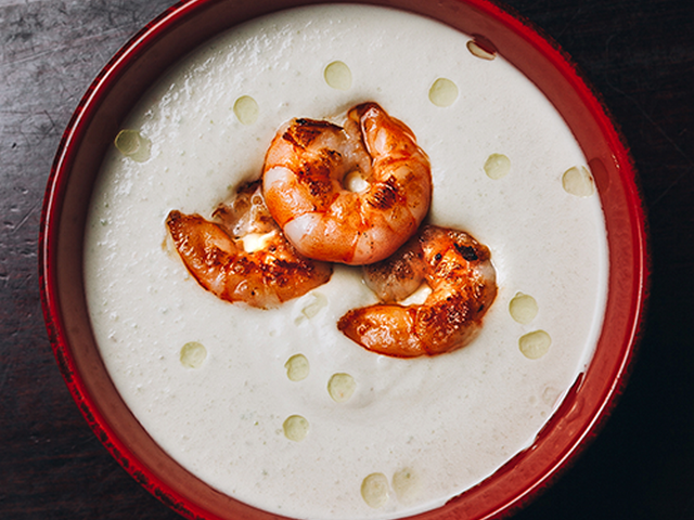 Сирний суп із креветками