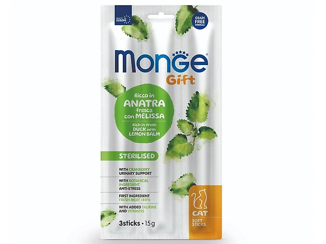 MONGEGIFTC SOFTST STERI качка з мелісою ласощi для котів