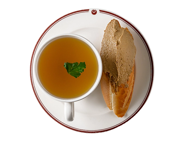 Чашка курячого бульйону+грінка з паштетом