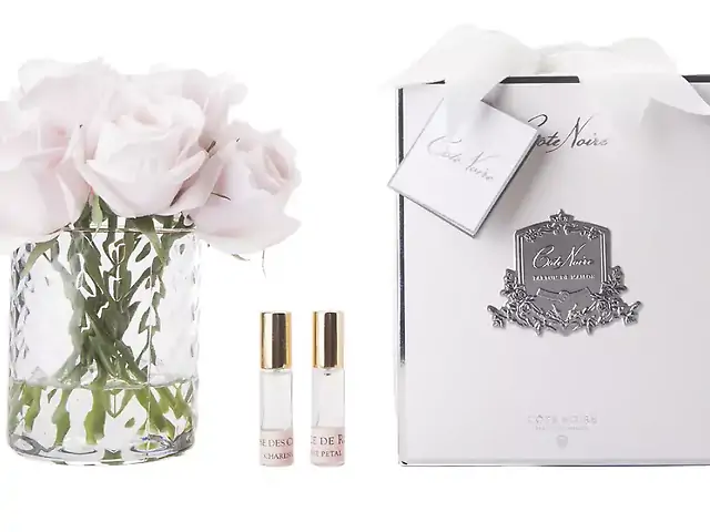 Herringbone Flowers Clear French Pink