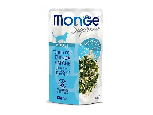 MONGE Supreme CAT WET Adult пауч, тунeць з кіноа та морськими водоростями 80гр