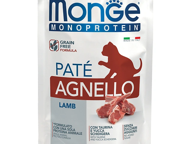 MONGE CAT WET Monoprotein Kitten Lamb пауч, ягня, паштет 85гр