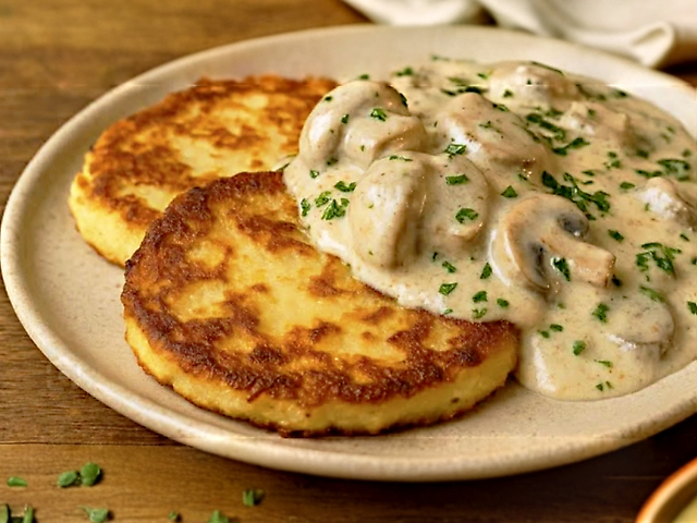 Деруни з грибним кокотом