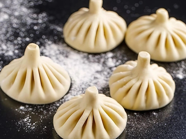 Хинкали с творогом и зеленью