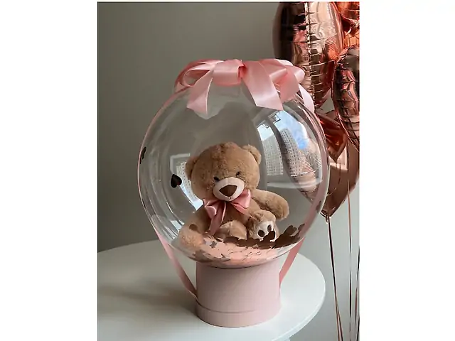 Ведмедик світло-коричневий у пудровій коробці