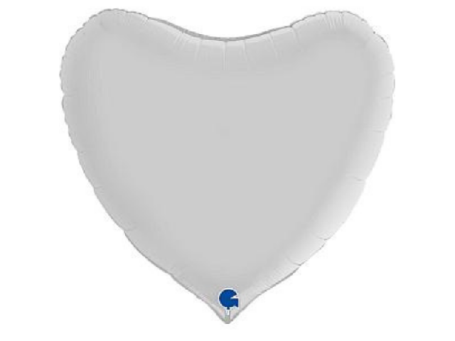 Фольгированое белое сердце 90 см