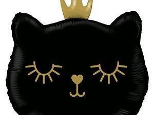 Голова кошки с короной чёрная.