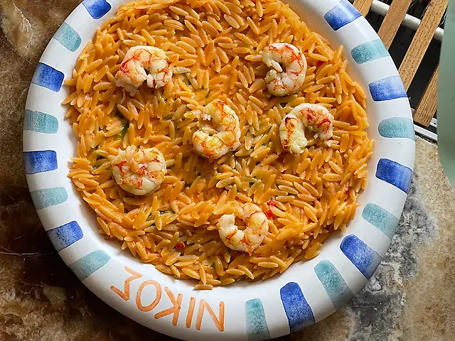 Орзо з лангустинами