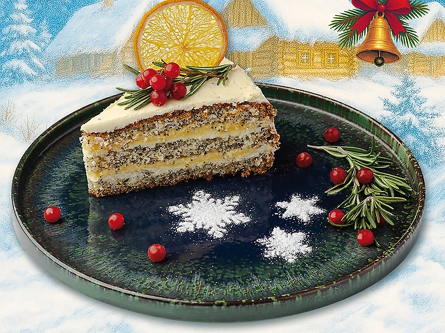 Маковий торт з апельсиновим та лимонним крем-чизом