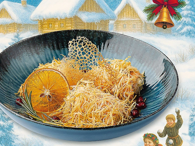 Філе сьомги з вершковим сиром в хрумкому тісті з обліпиховим соусом