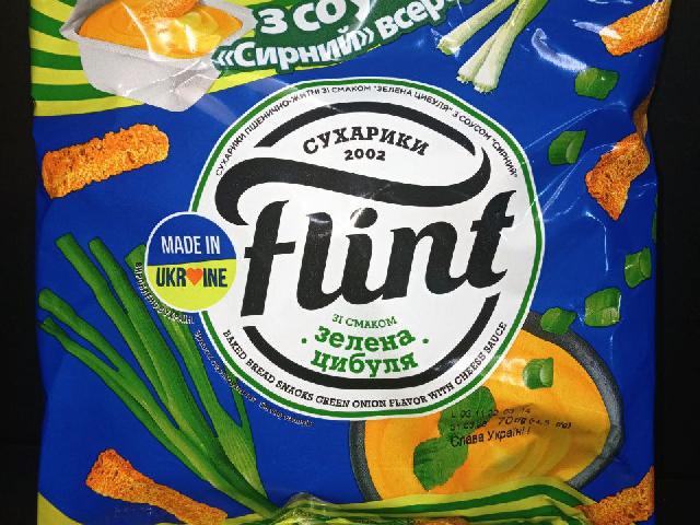 Сухарики Flint зелена цибуля з соусом в пачці