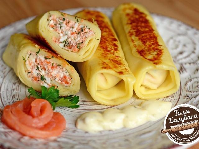 Блины с лососем и сыром