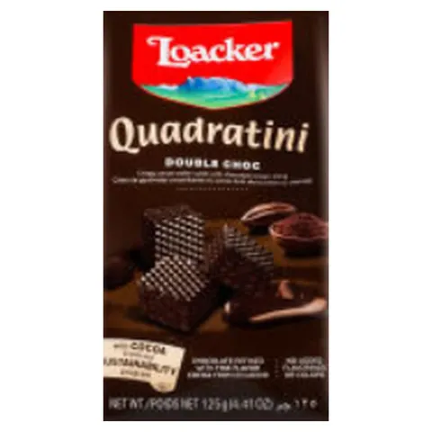 Вафлі Loacker Квадратіні подвійний шоколад 125г (46930)
