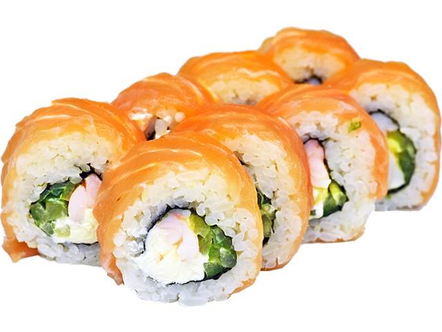 Філадельфія з тигровою креветкою в лососі